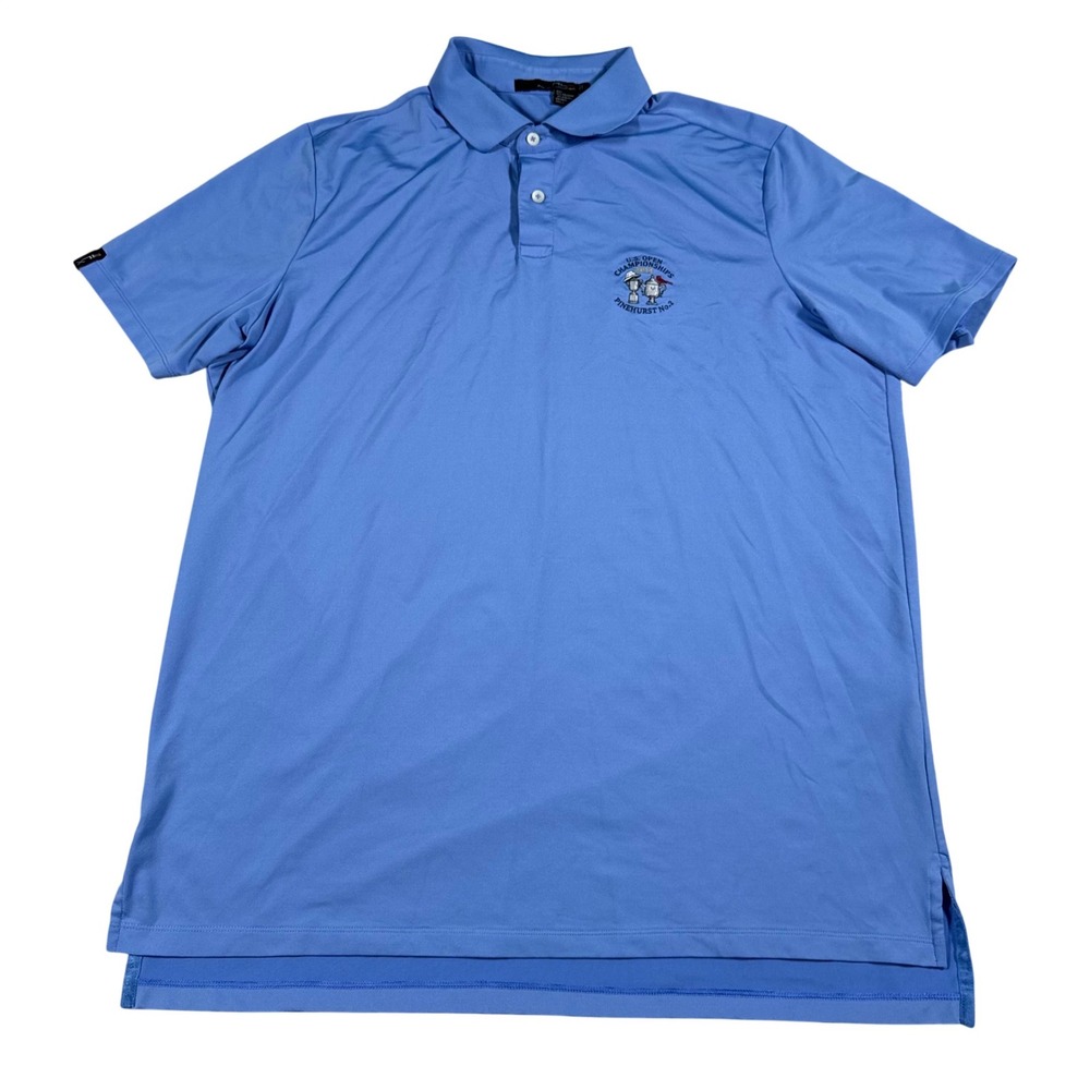 RLX Ralph Lauren Polo Shirt Mens Large Blue 2014 US Open Pinehurst No 2 Golf